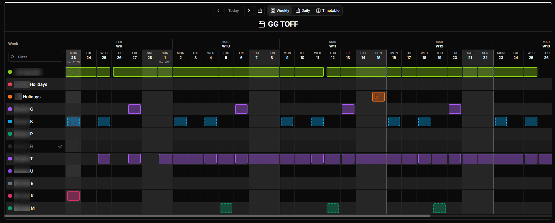 Kalensio Monthly View (Dark)